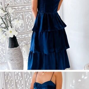 Elegant Navy Blue Tiered Dress